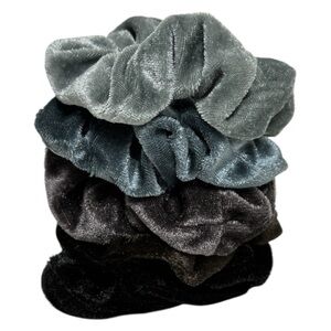 Forever 21 5-Piece Set of Gray and Black Tone Scrunchies Hair Ties NWOT